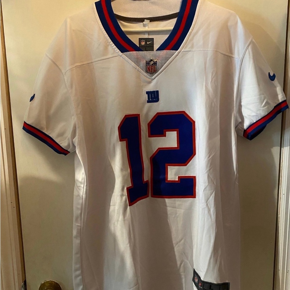 NFL Giants White Jersey with Blue and Red Details